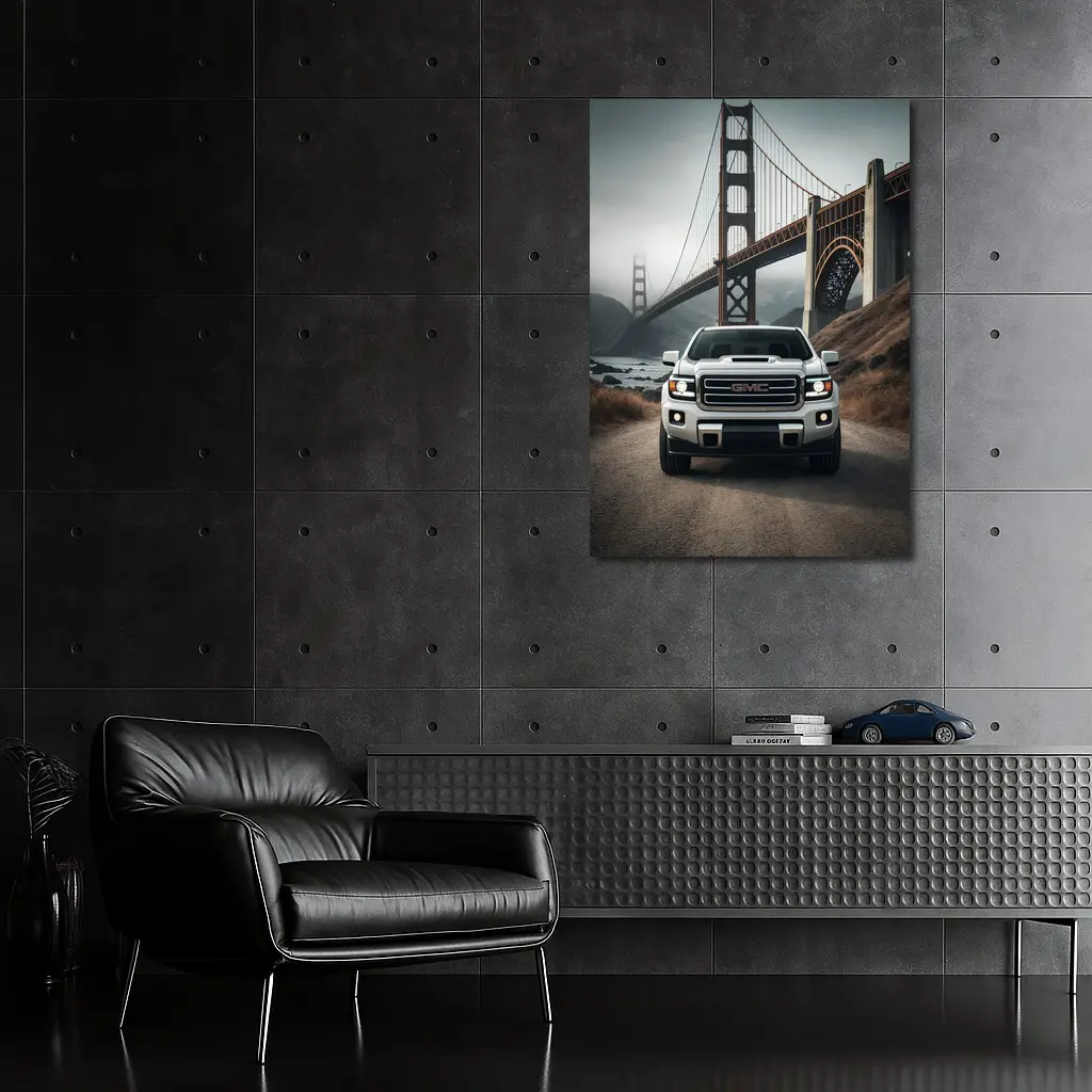 GMC Truck Golden Gate Bridge Foggy – Wall Art