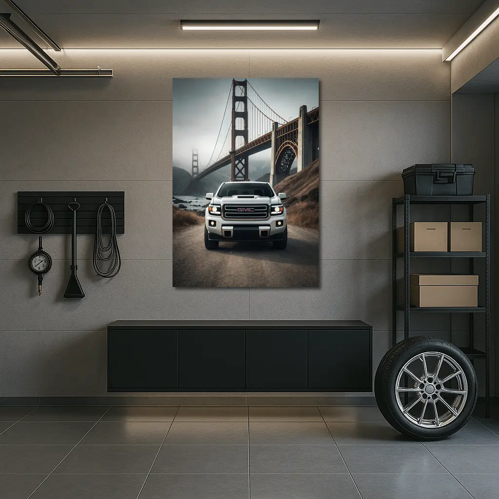 GMC Truck Golden Gate Bridge Foggy – Wall Art