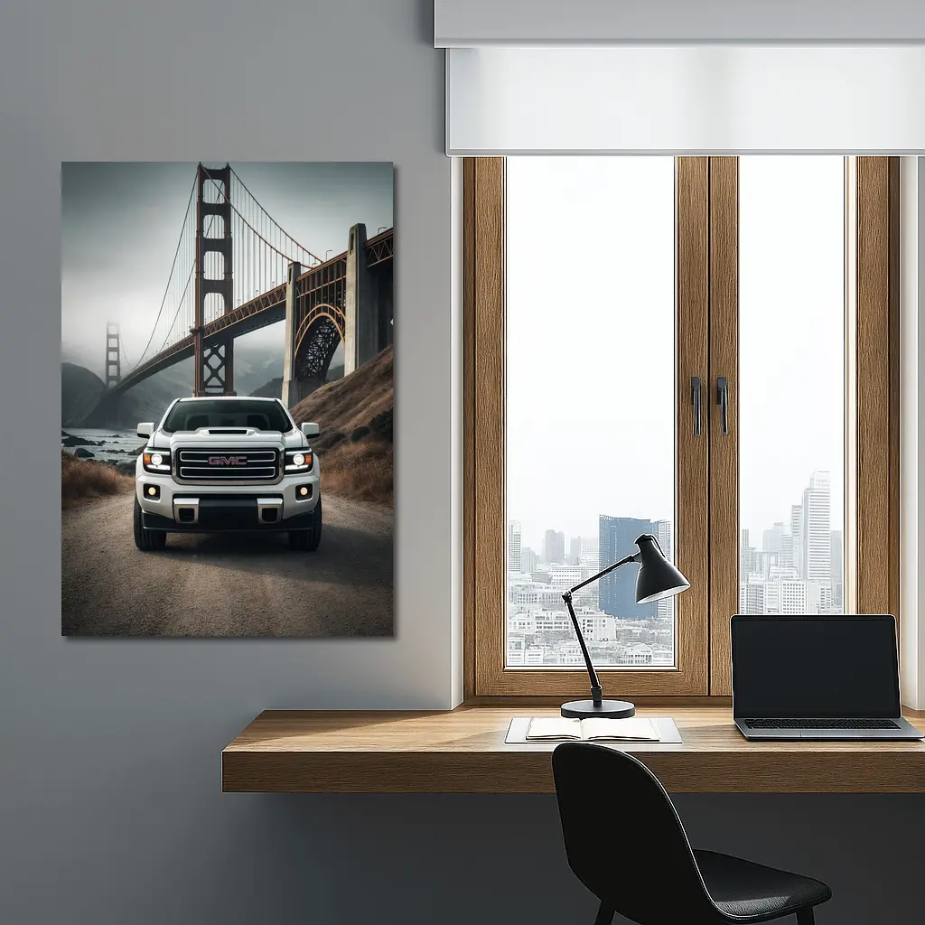 GMC Truck Golden Gate Bridge Foggy – Wall Art