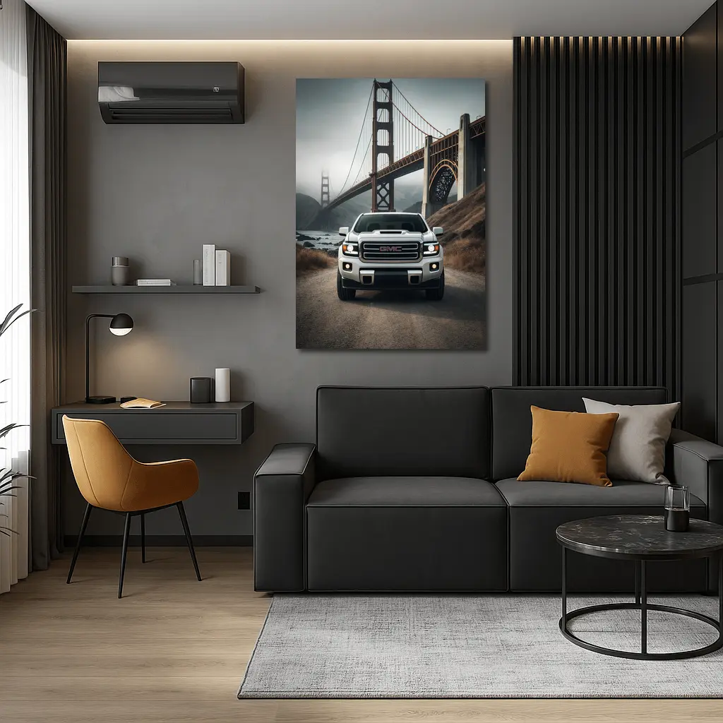 GMC Truck Golden Gate Bridge Foggy – Wall Art
