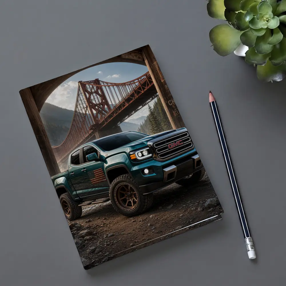 GMC Sierra Truck Under Rustic Bridge – Notebooks