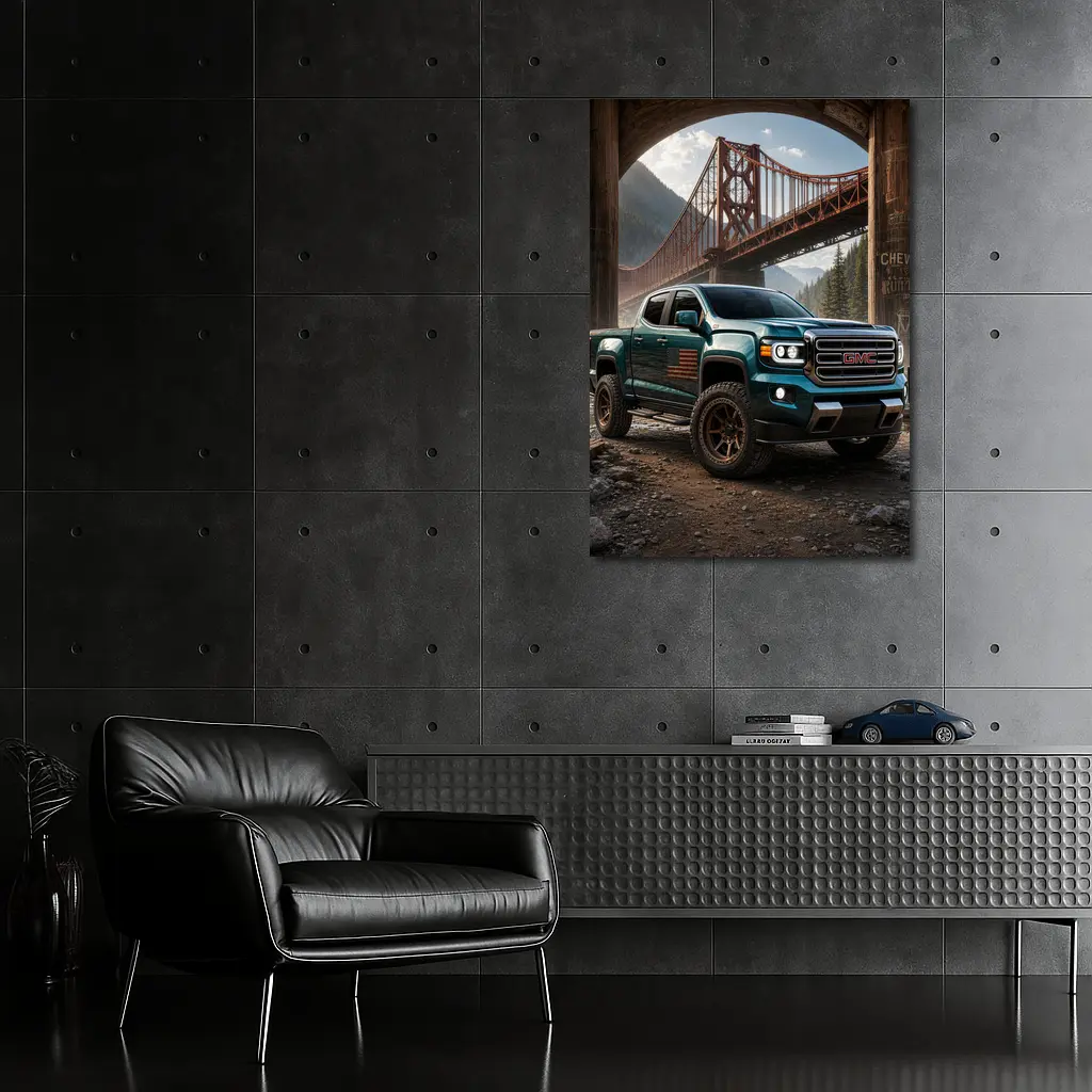 GMC Sierra Truck Under Rustic Bridge – Wall Art
