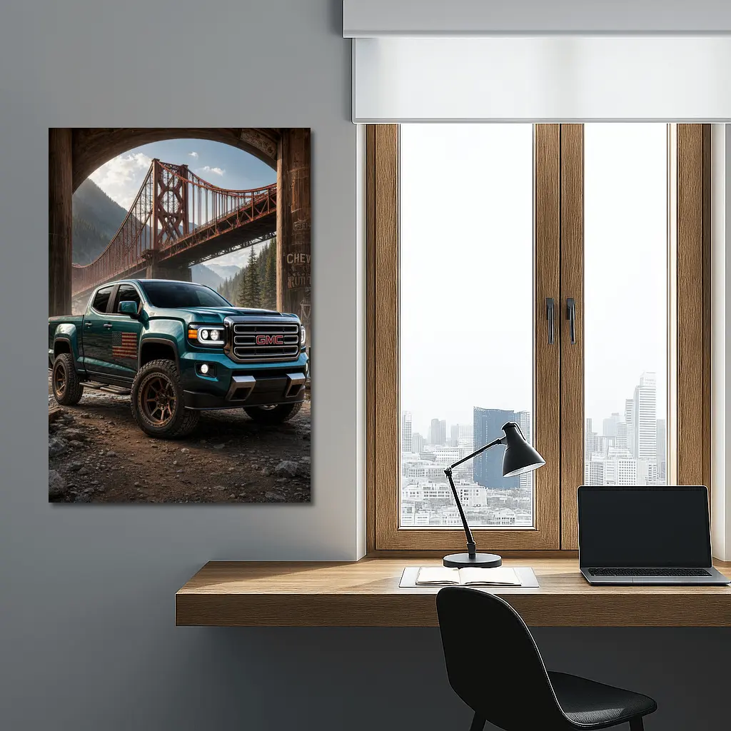 GMC Sierra Truck Under Rustic Bridge – Wall Art