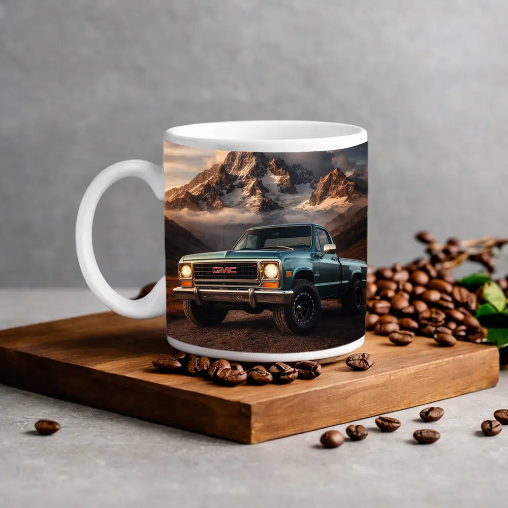 Vintage GMC Truck Classic Mountain Backdrop – Mugs