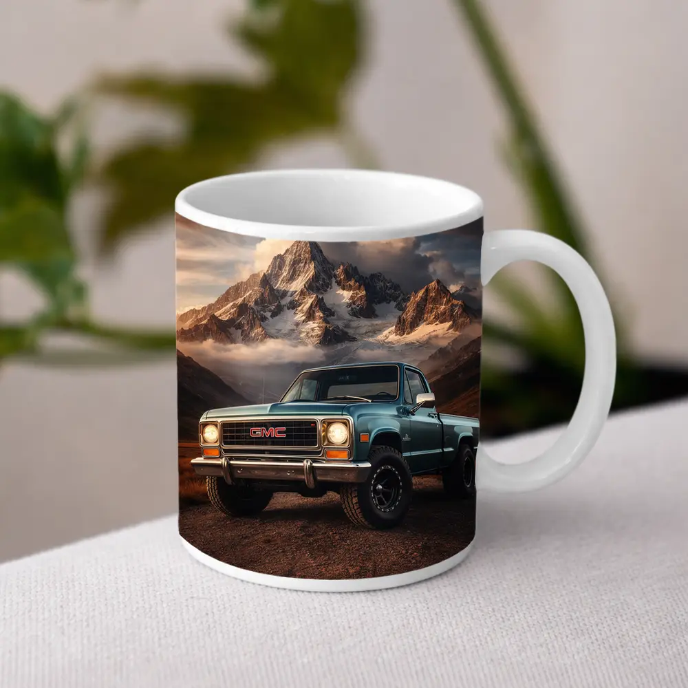 Vintage GMC Truck Classic Mountain Backdrop – Mugs