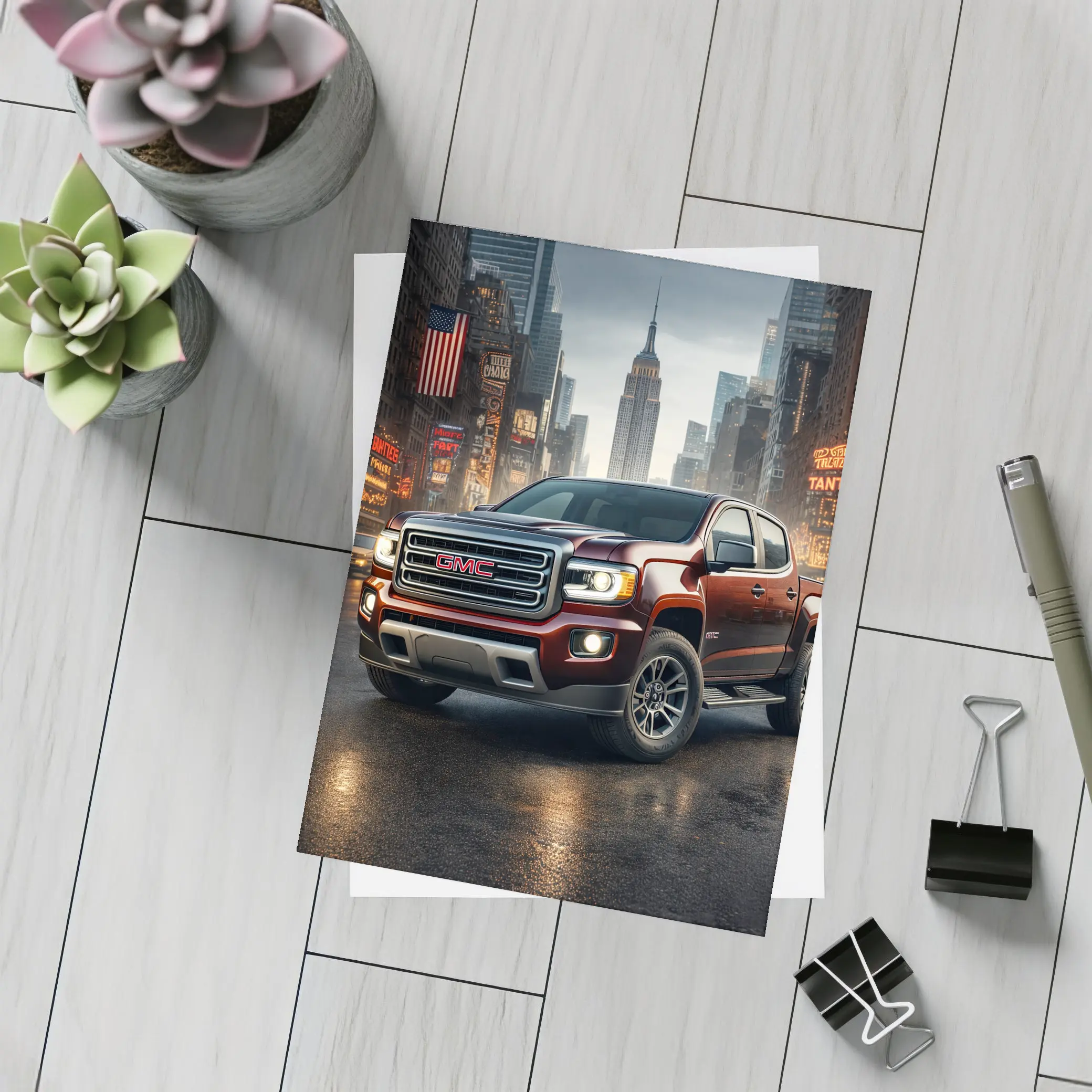GMC Truck Dark Red New York City – Postcards
