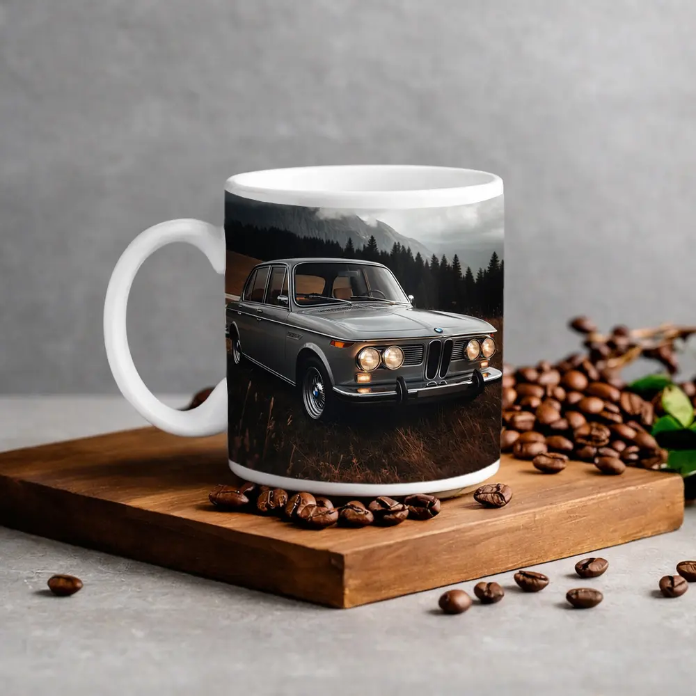Vintage BMW Classic Sedan Moody Mountain Setting – Mugs