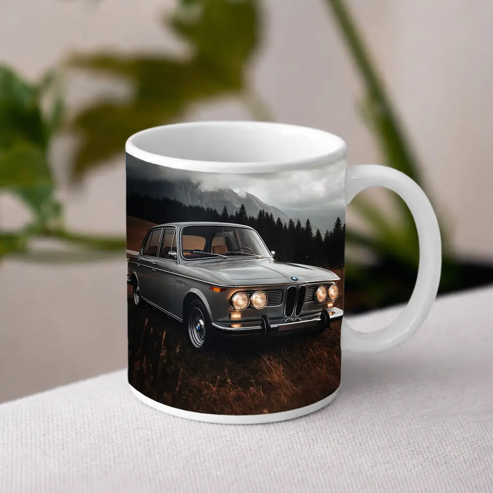 Vintage BMW Classic Sedan Moody Mountain Setting – Mugs