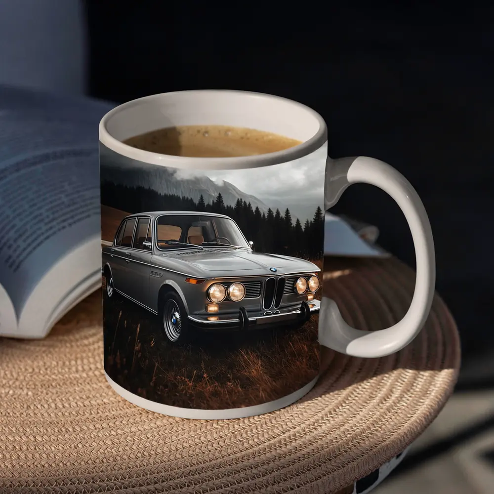 Vintage BMW Classic Sedan Moody Mountain Setting – Mugs