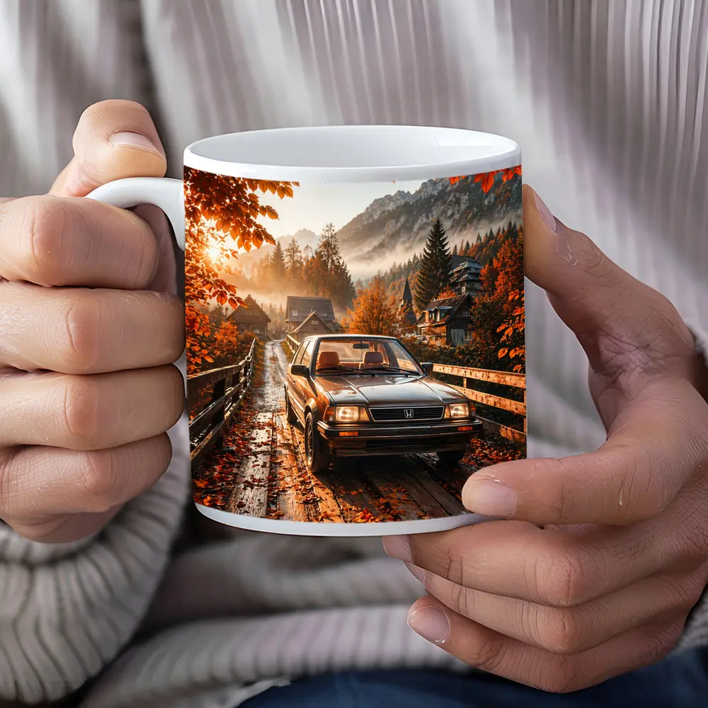 Honda Classic Car Autumn Mountain Village Road – Mugs