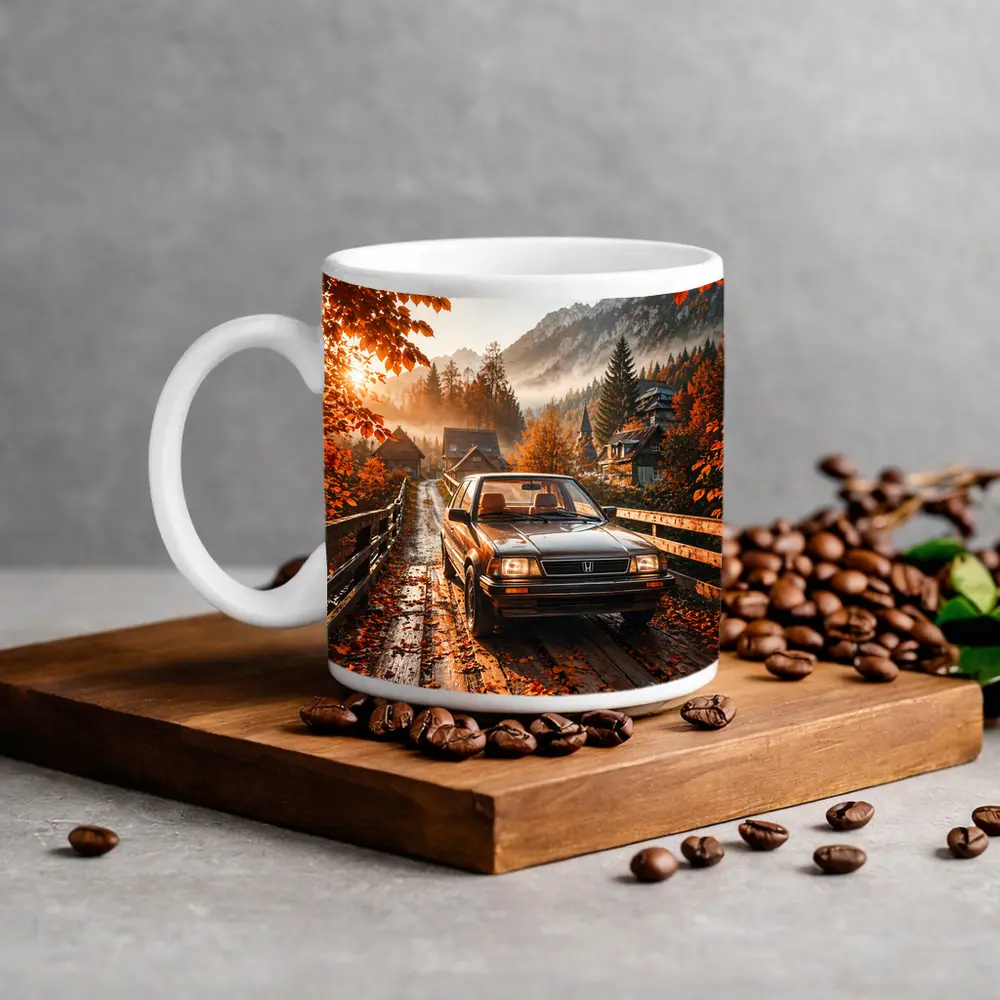 Honda Classic Car Autumn Mountain Village Road – Mugs