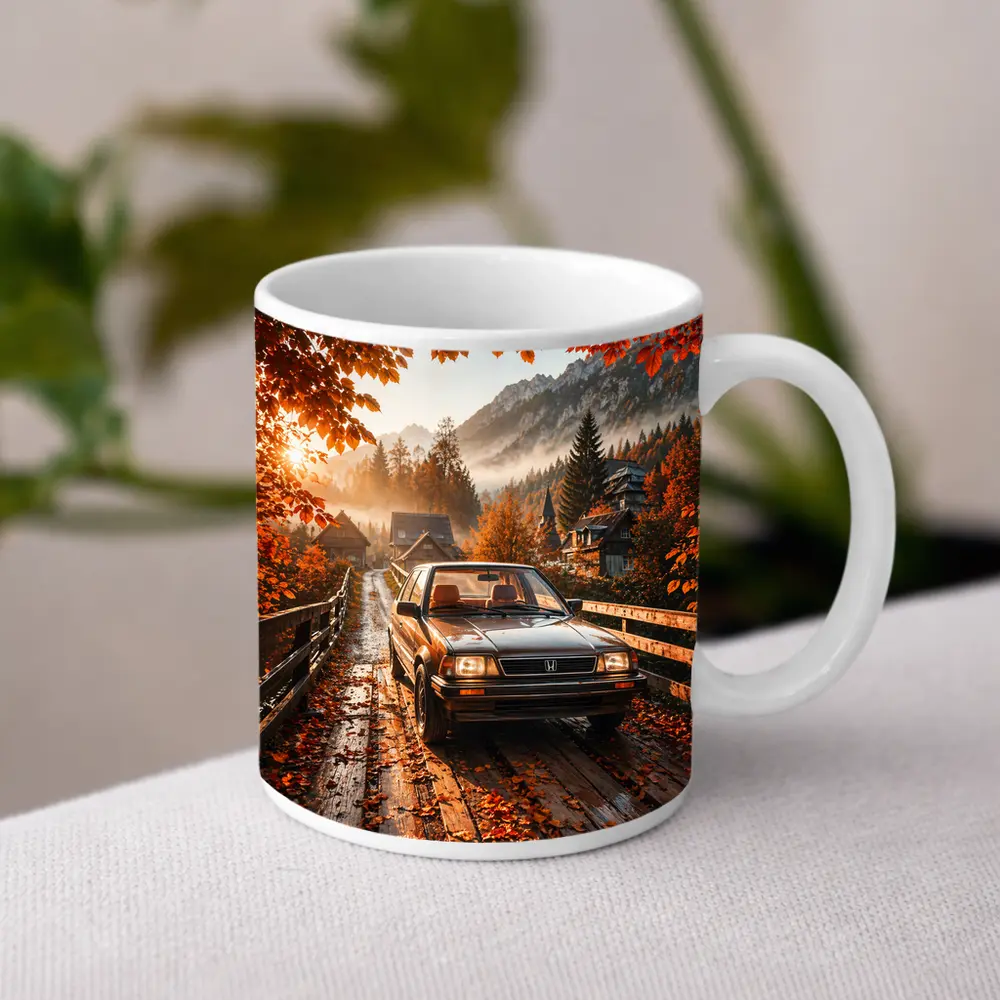 Honda Classic Car Autumn Mountain Village Road – Mugs