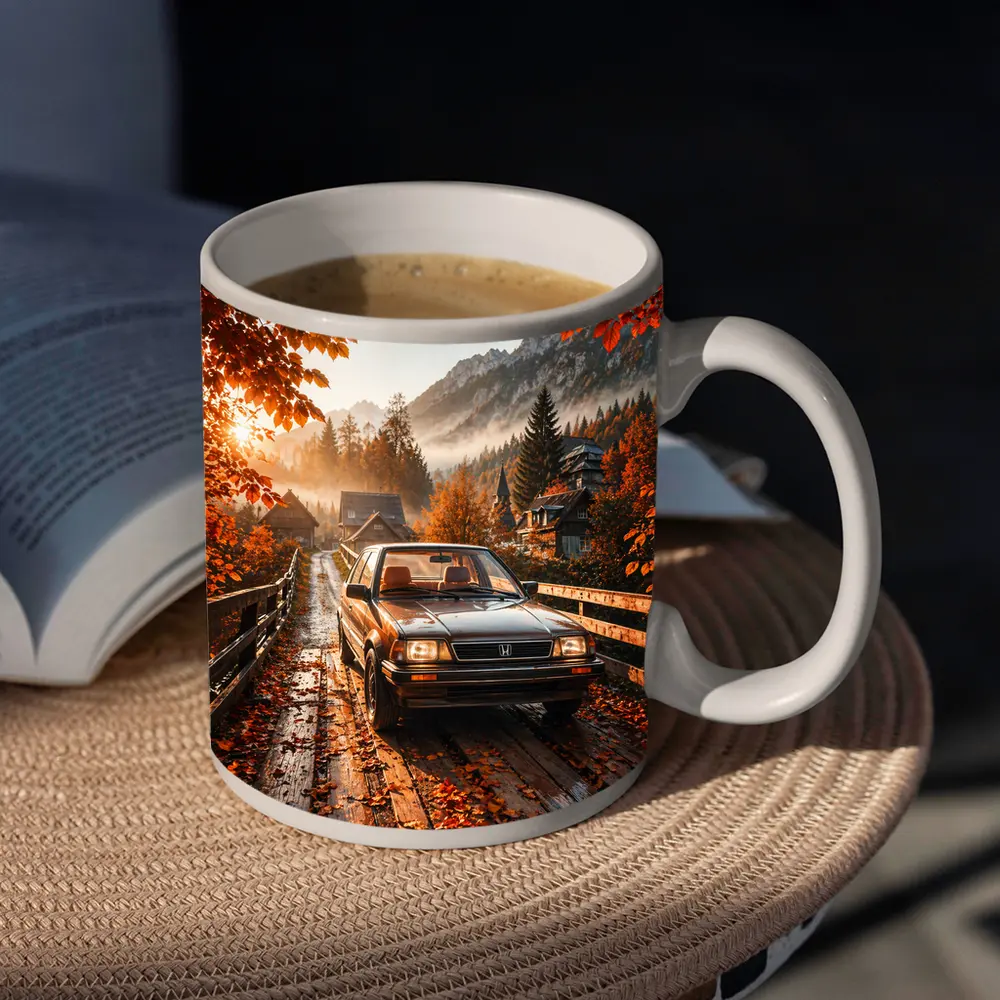 Honda Classic Car Autumn Mountain Village Road – Mugs