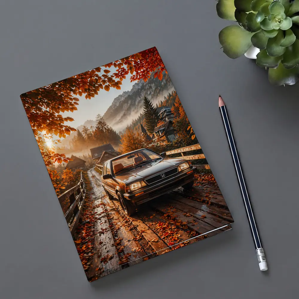 Honda Classic Car Autumn Mountain Village Road – Notebooks