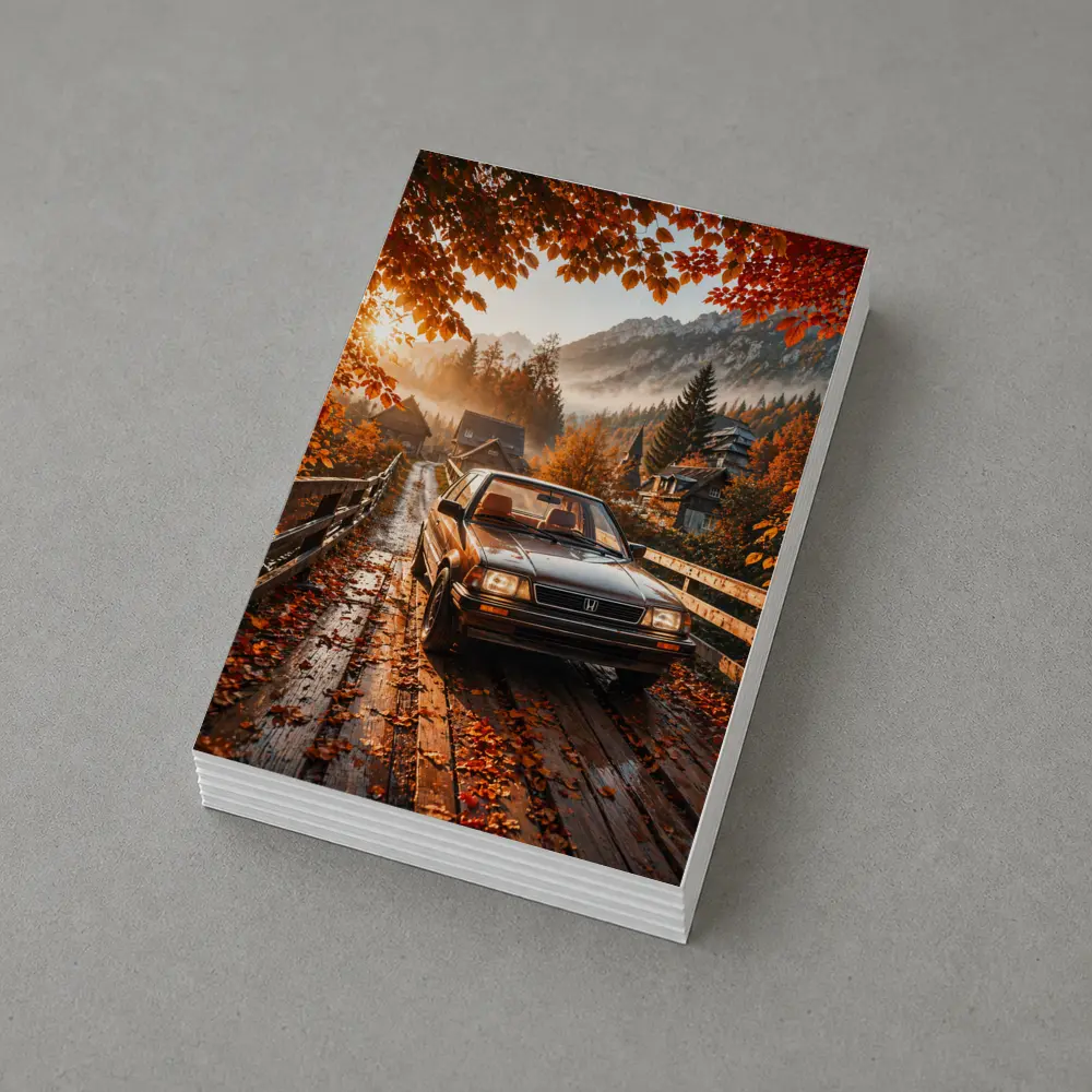 Honda Classic Car Autumn Mountain Village Road – Postcards