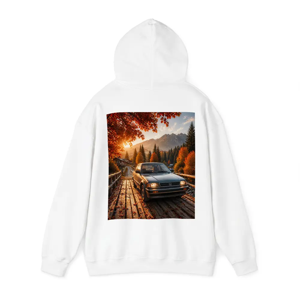 Vintage Honda Accord On Autumn Mountain Bridge – Hoodies