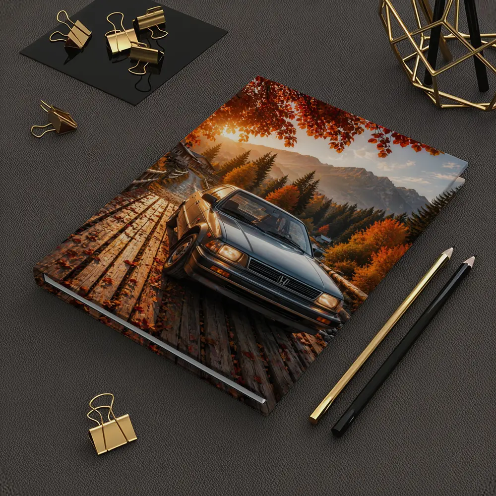 Vintage Honda Accord On Autumn Mountain Bridge – Notebooks