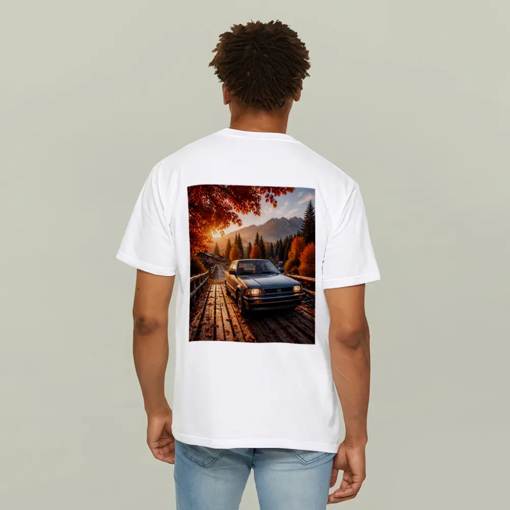 Vintage Honda Accord On Autumn Mountain Bridge – T-Shirts