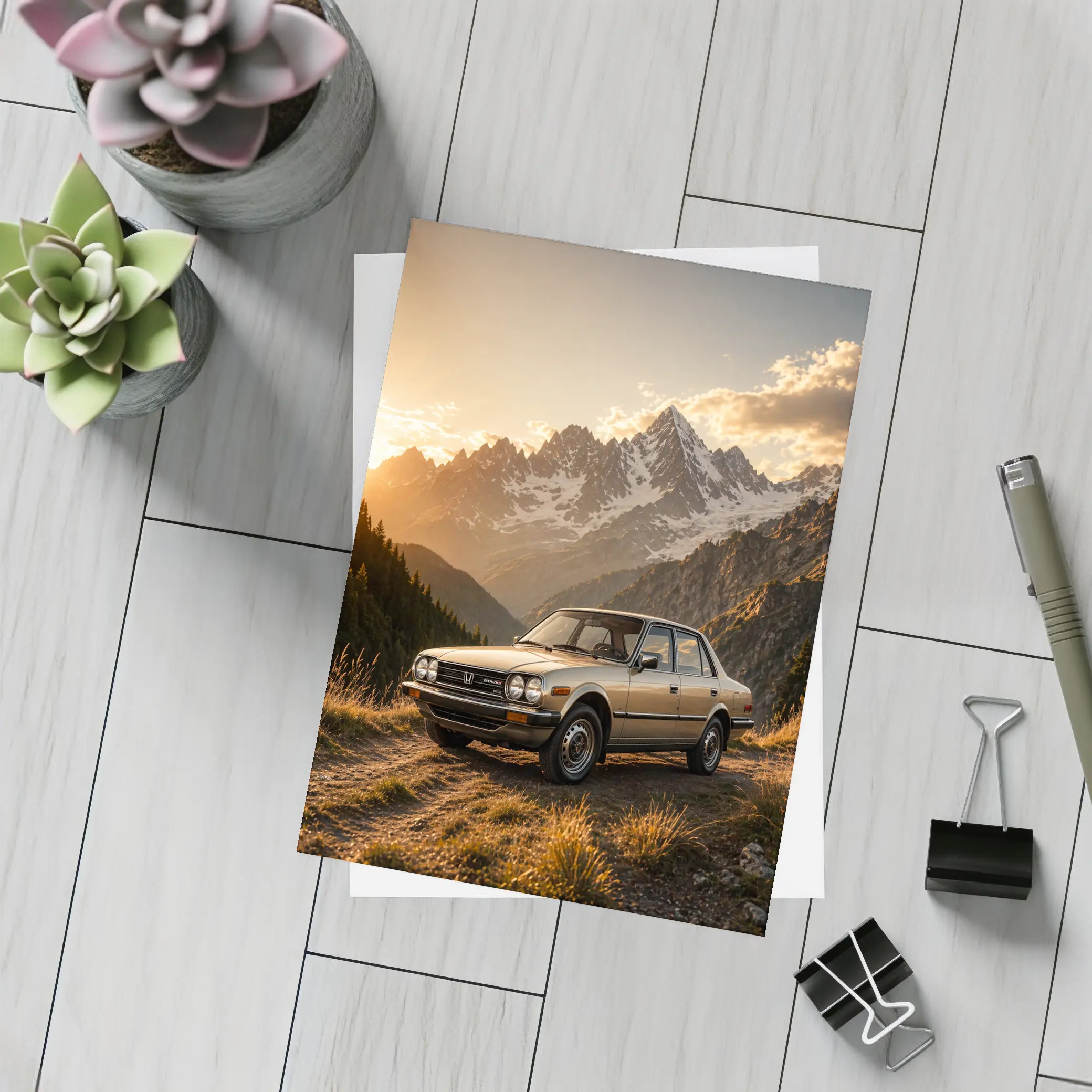 Honda Accord Classic Sedan Mountain Sunset – Postcards