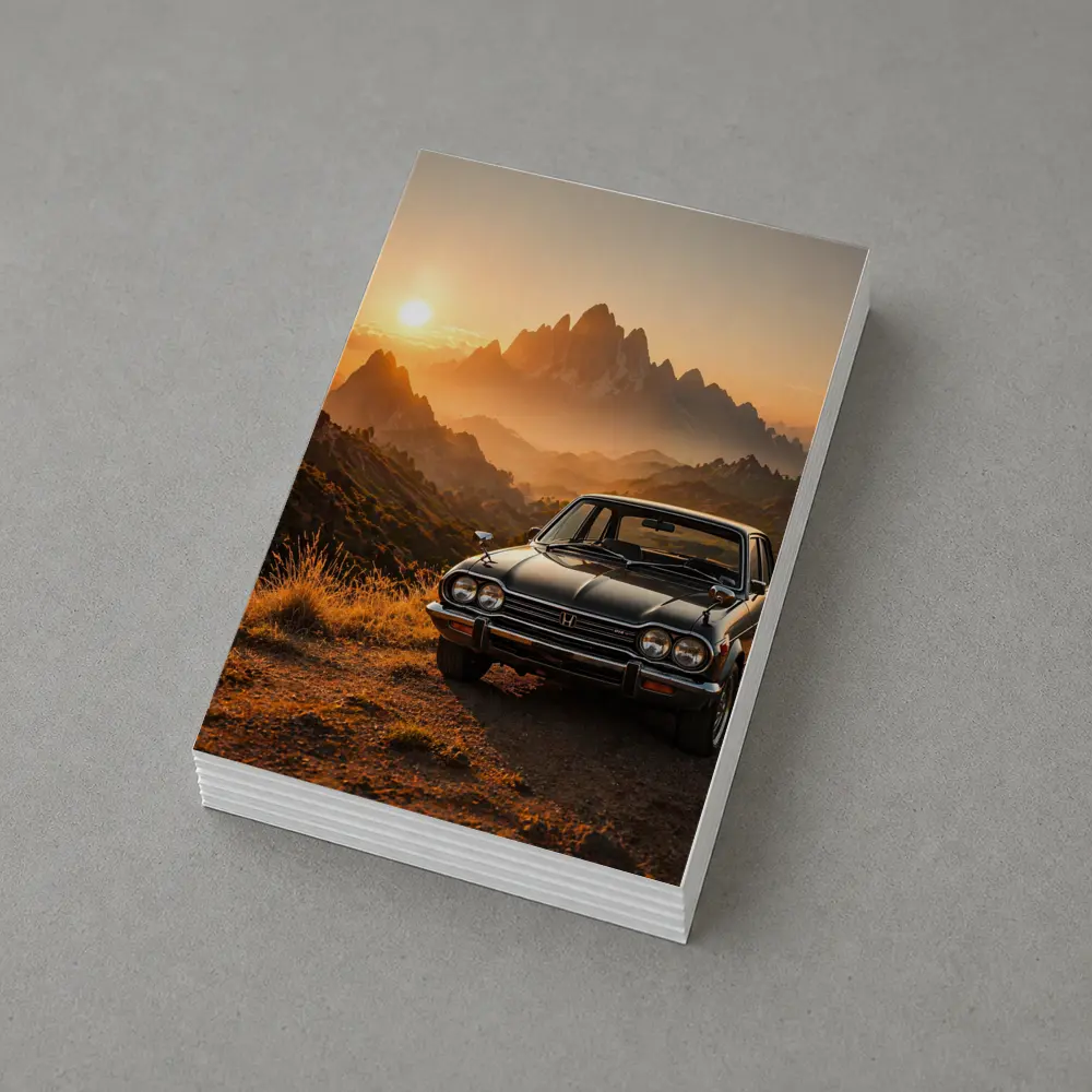 Vintage Honda Car Mountain Sunset Scene – Postcards