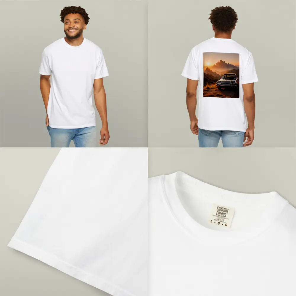 Vintage Honda Car Mountain Sunset Scene – T-Shirts