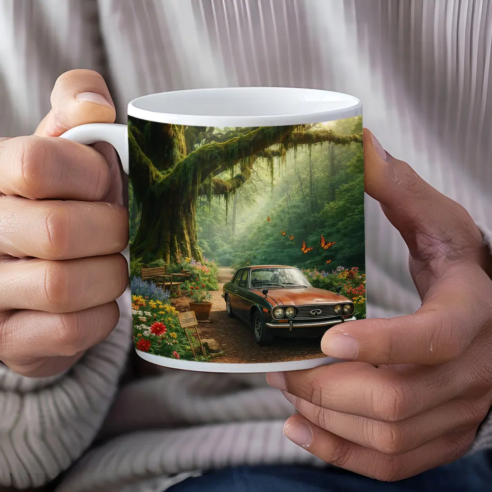 Vintage Infiniti Classic Car Forest Setting – Mugs