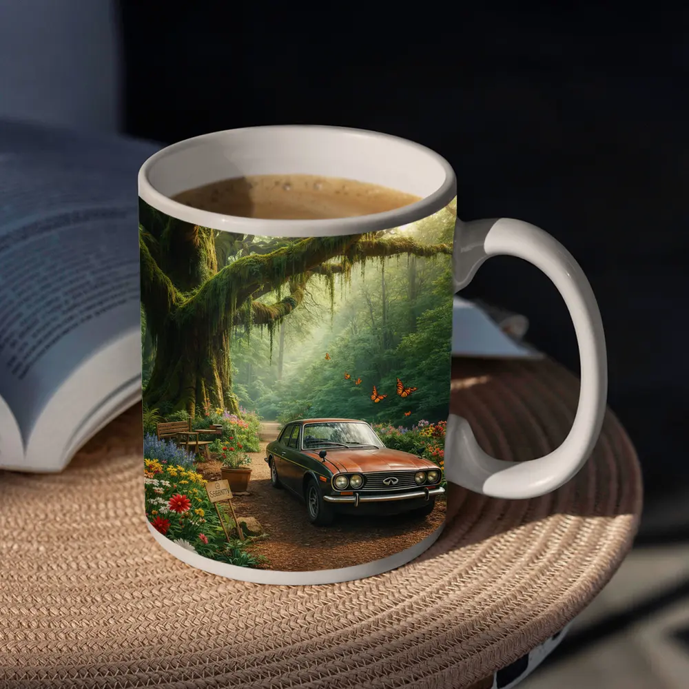 Vintage Infiniti Classic Car Forest Setting – Mugs