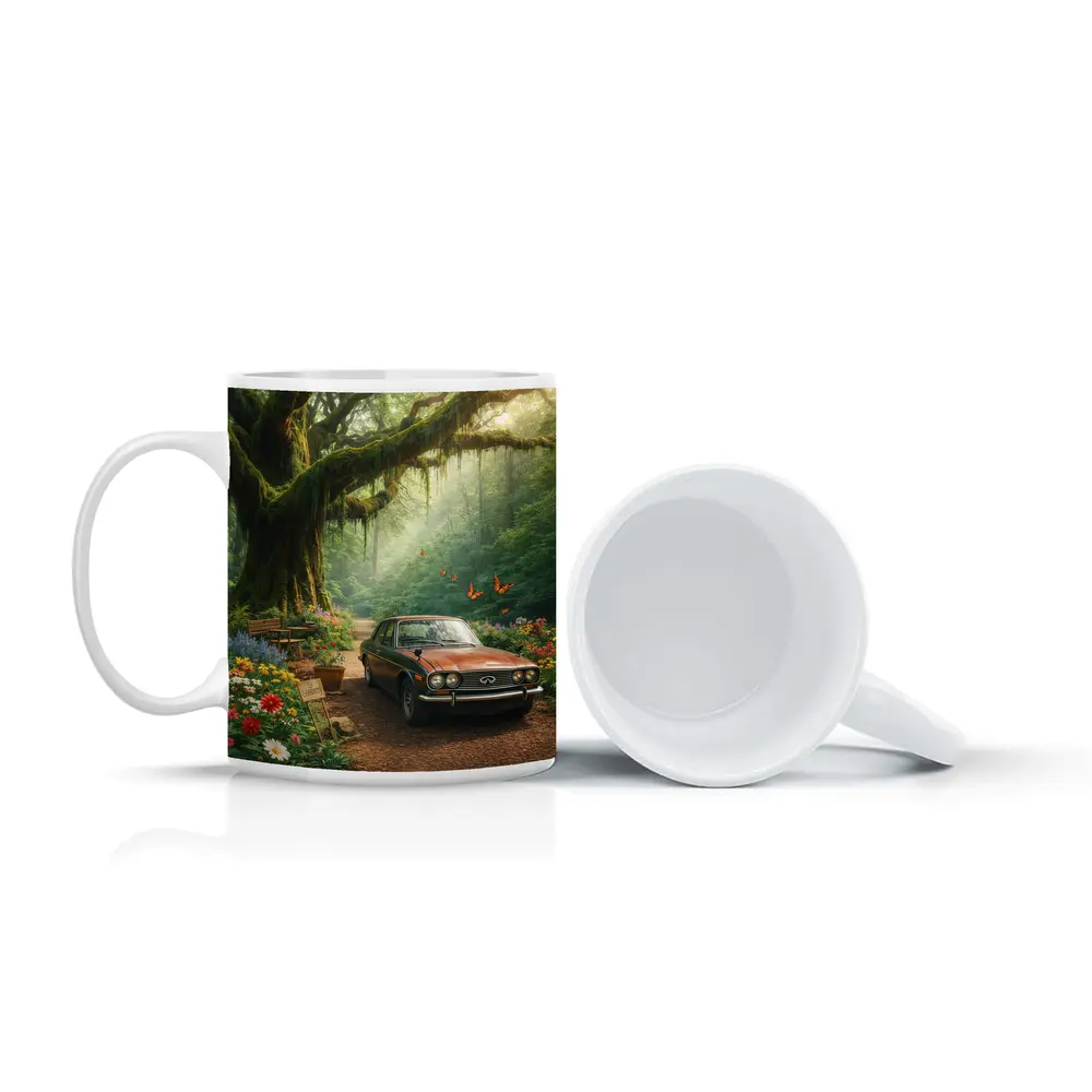 Vintage Infiniti Classic Car Forest Setting – Mugs