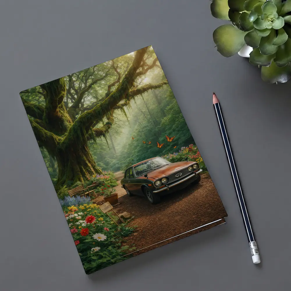 Vintage Infiniti Classic Car Forest Setting – Notebooks