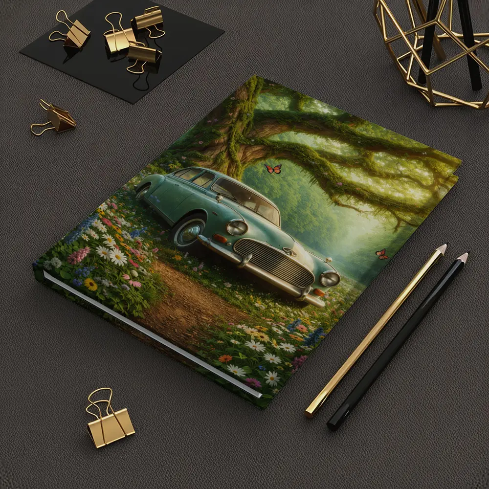 Vintage Classic Car Forest Wildflowers Fantasy – Notebooks