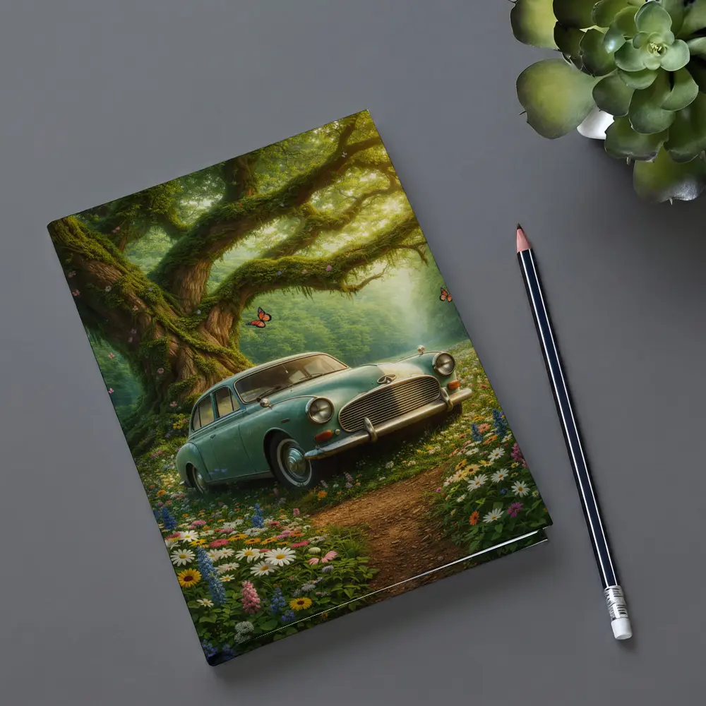 Vintage Classic Car Forest Wildflowers Fantasy – Notebooks