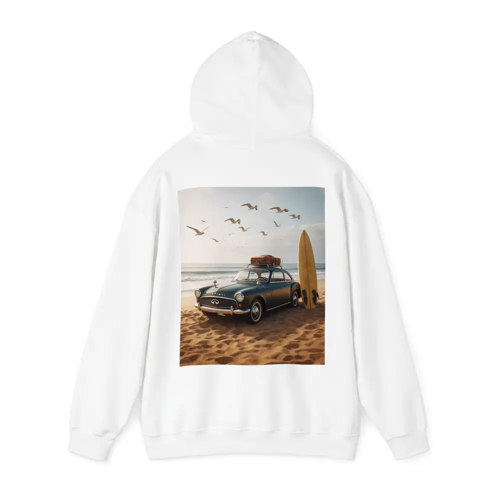 Vintage Infiniti Classic Car On Beach – Hoodies