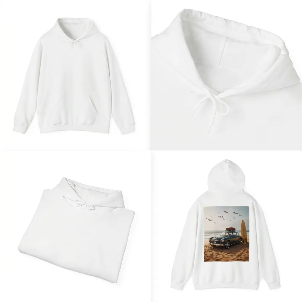 Vintage Infiniti Classic Car On Beach – Hoodies