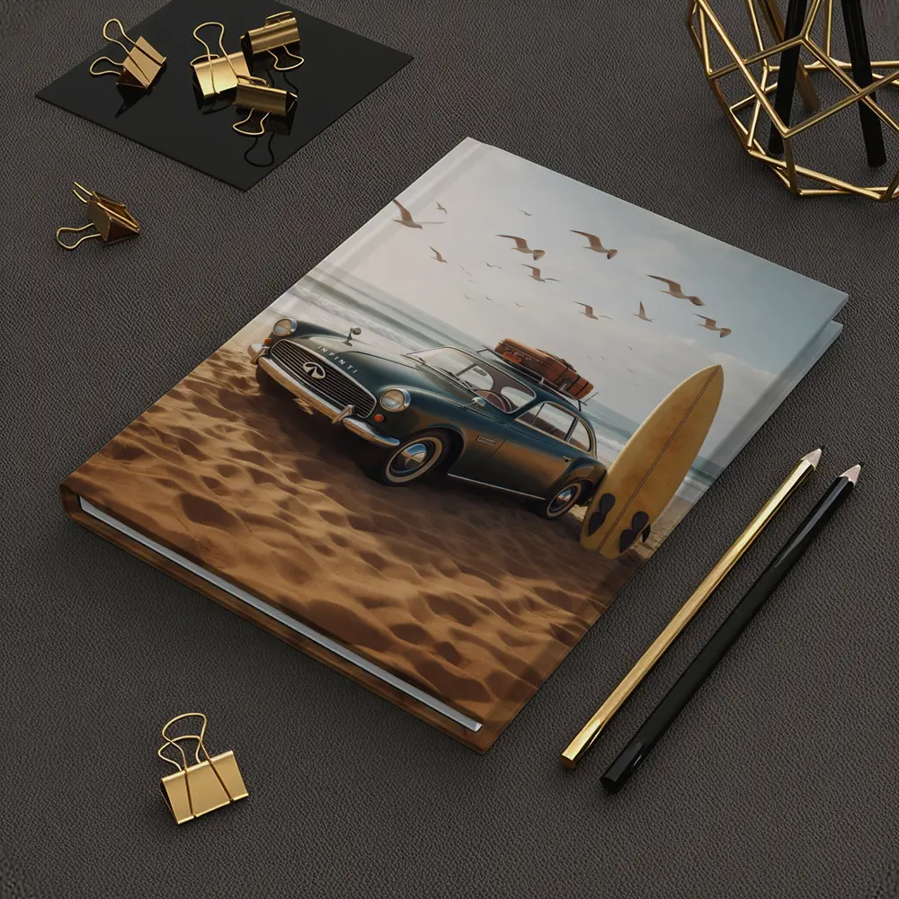 Vintage Infiniti Classic Car On Beach – Notebooks