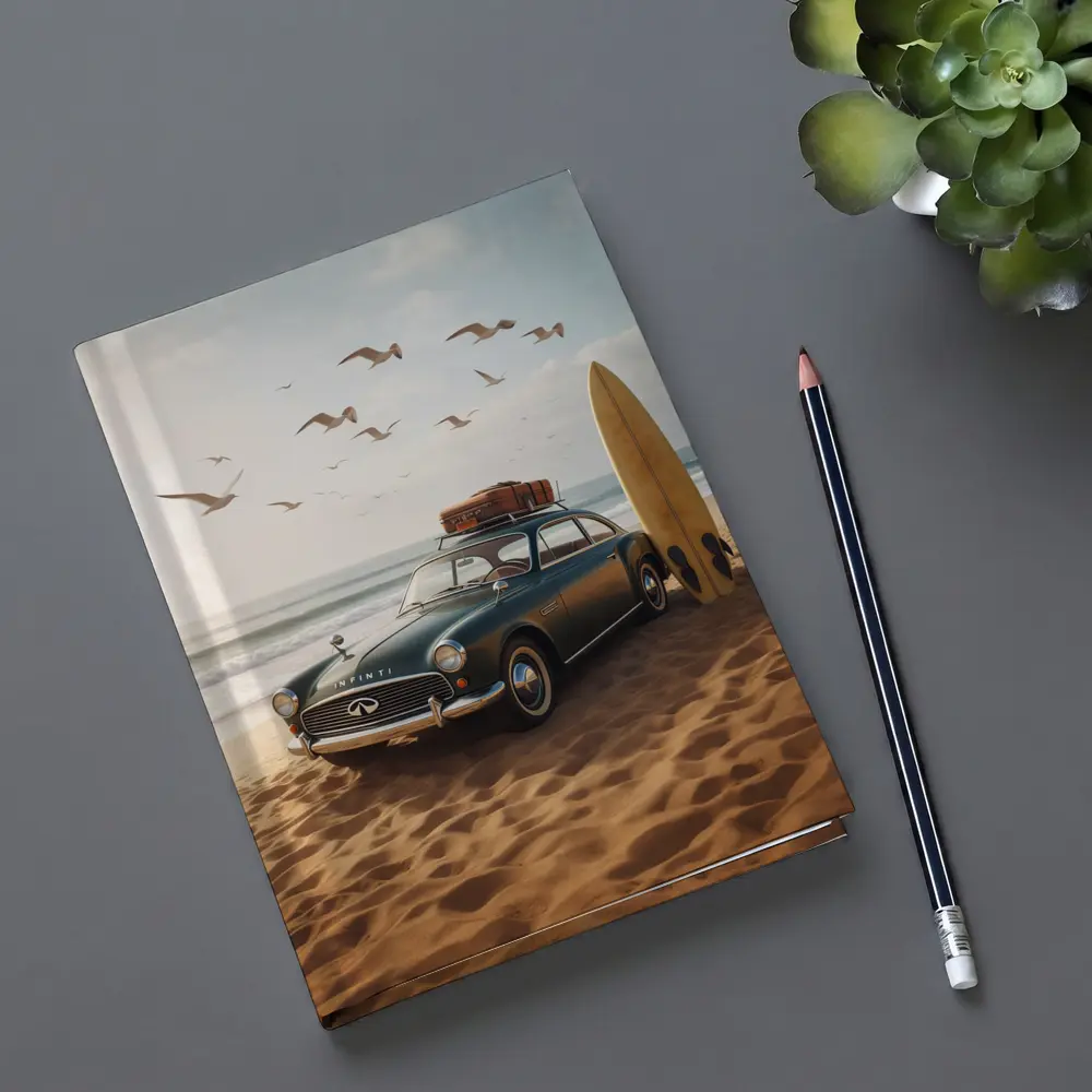 Vintage Infiniti Classic Car On Beach – Notebooks