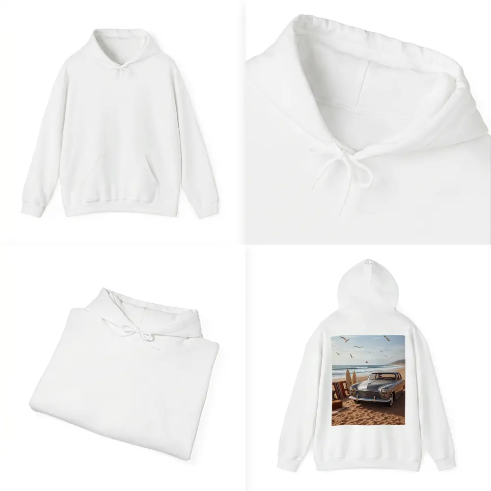 Vintage Infiniti Classic Car Beach Scene – Hoodies