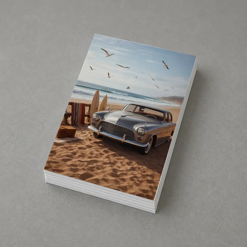Vintage Infiniti Classic Car Beach Scene – Postcards