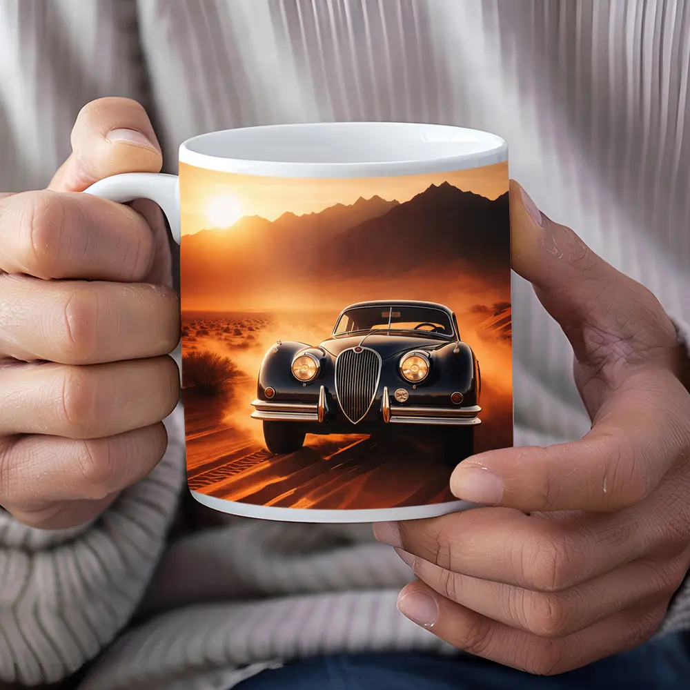Vintage Jaguar XK Desert Sunset Drive – Mugs