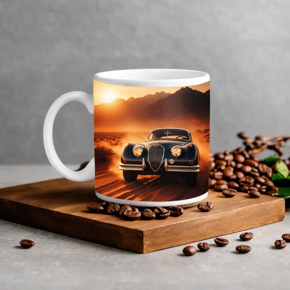 Vintage Jaguar XK Desert Sunset Drive – Mugs