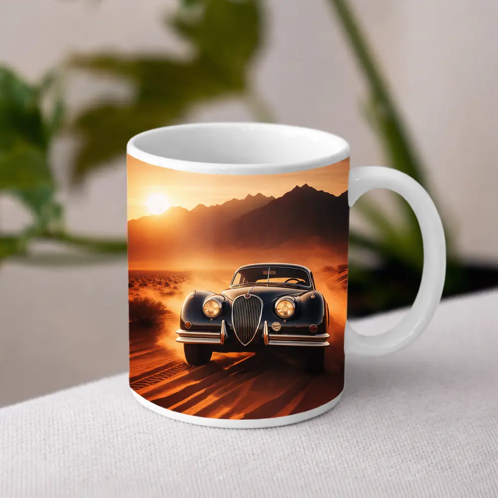 Vintage Jaguar XK Desert Sunset Drive – Mugs