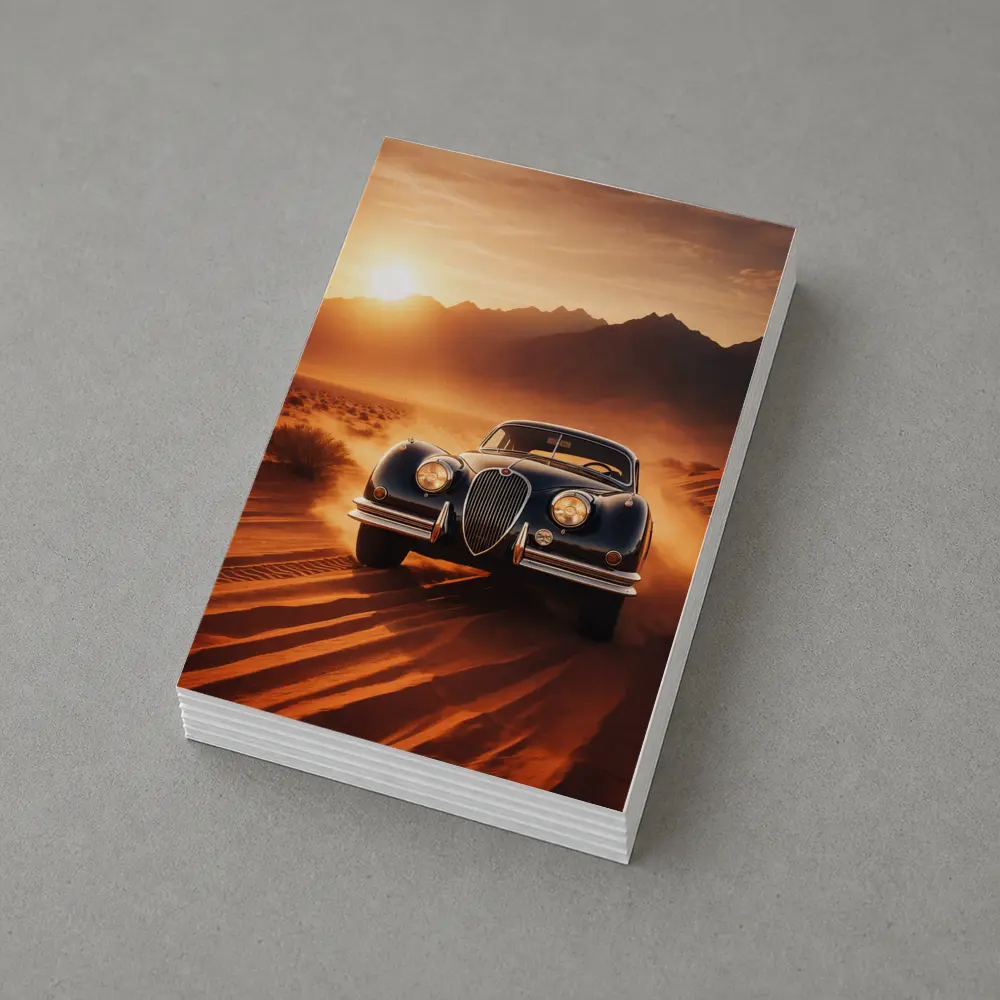 Vintage Jaguar XK Desert Sunset Drive – Postcards