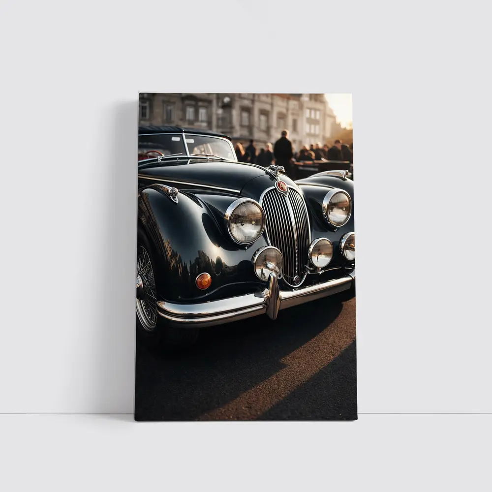 Vintage Jaguar Classic Car Street Scene – Wall Art