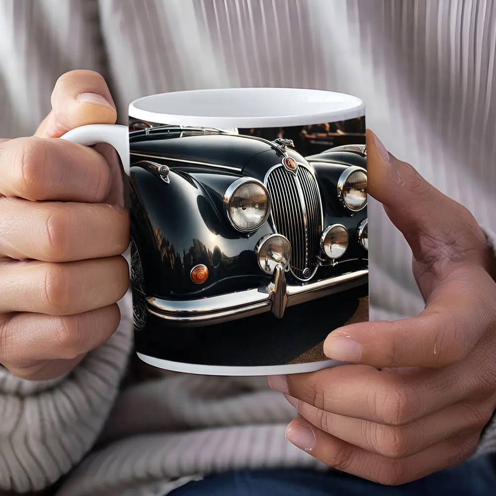 Vintage Jaguar Classic Car Street Scene – Mugs
