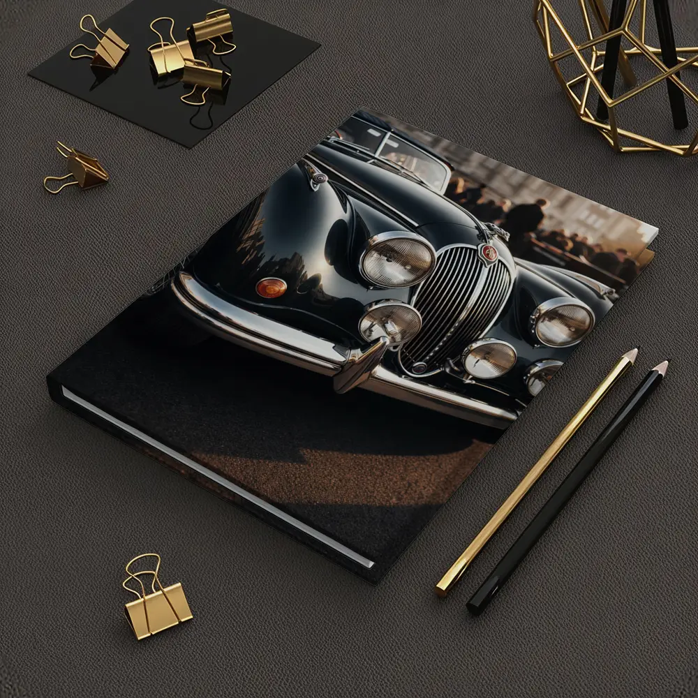 Vintage Jaguar Classic Car Street Scene – Notebooks
