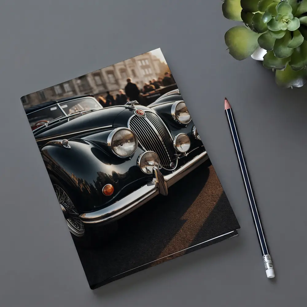 Vintage Jaguar Classic Car Street Scene – Notebooks