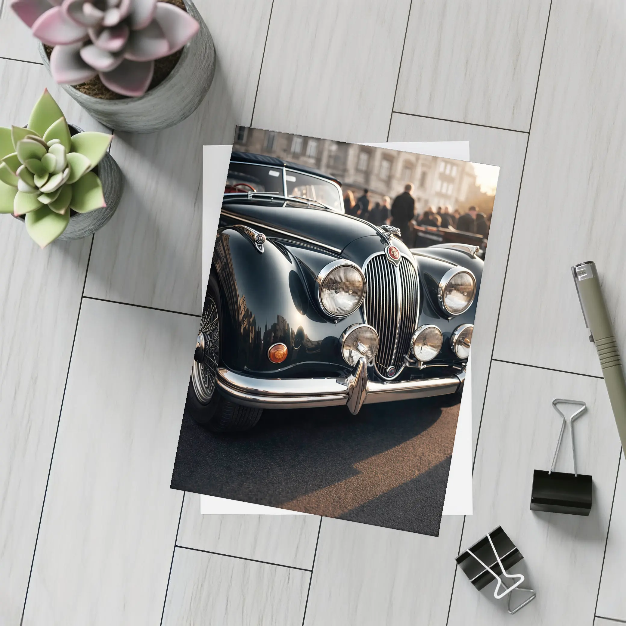 Vintage Jaguar Classic Car Street Scene – Postcards