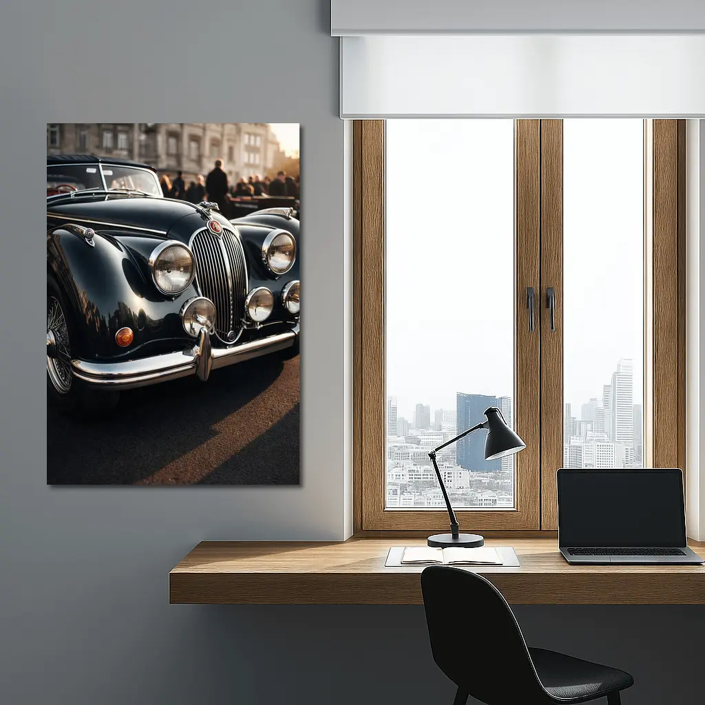 Vintage Jaguar Classic Car Street Scene – Wall Art