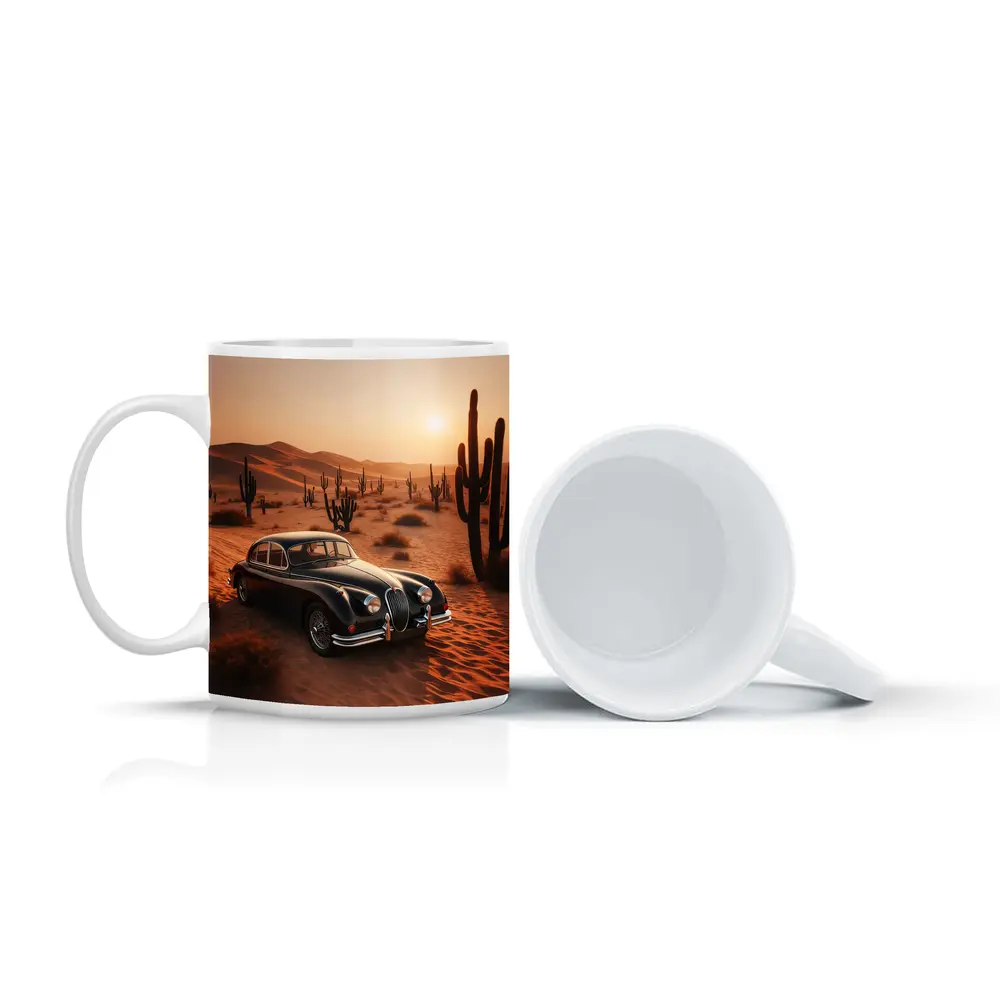 Vintage Jaguar XK Classic Car Desert Sunset – Mugs