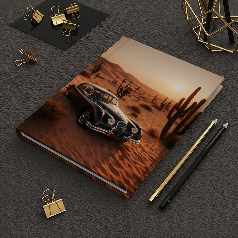 Vintage Jaguar XK Classic Car Desert Sunset – Notebooks