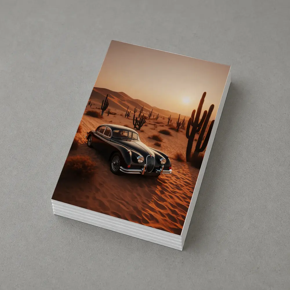 Vintage Jaguar XK Classic Car Desert Sunset – Postcards